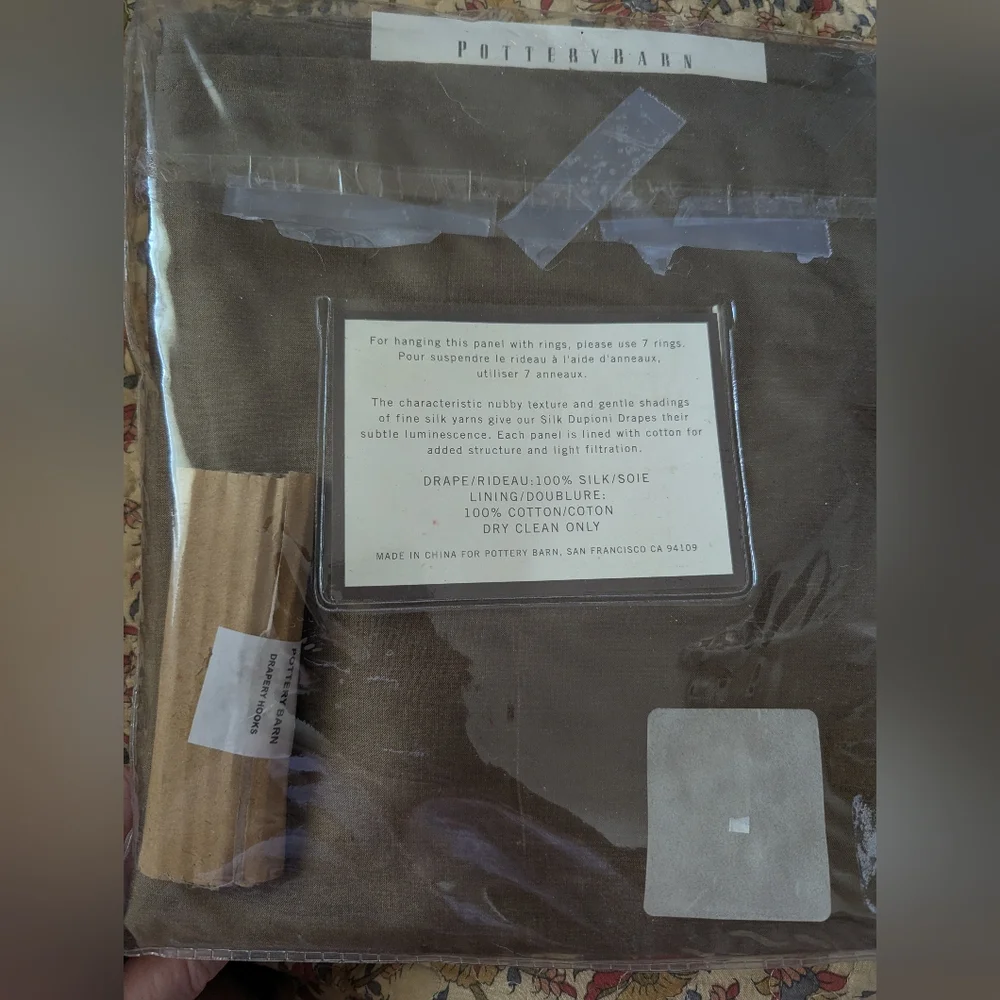 Pottery Barn Silk Dupioni Drape, still in its original packaging. Brown